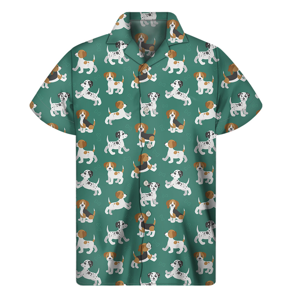 Cute Jack Russell Terrier Pattern Print Men's Short Sleeve Shirt