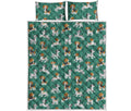 Cute Jack Russell Terrier Pattern Print Quilt Bed Set