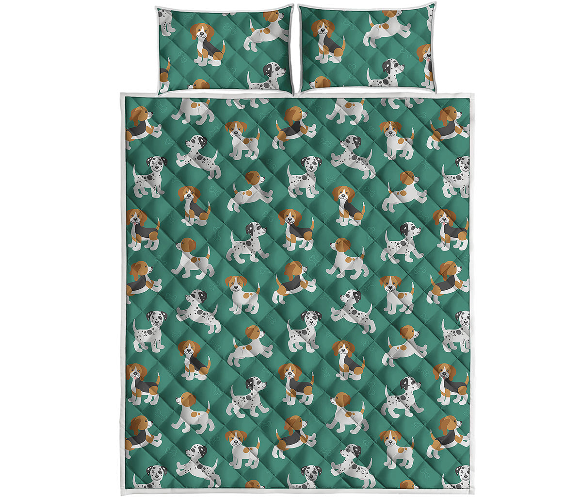 Cute Jack Russell Terrier Pattern Print Quilt Bed Set