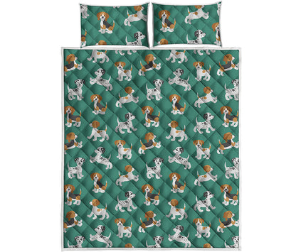 Cute Jack Russell Terrier Pattern Print Quilt Bed Set