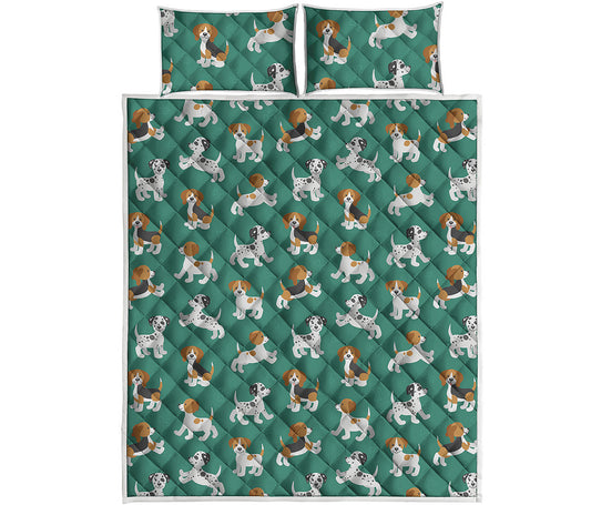 Cute Jack Russell Terrier Pattern Print Quilt Bed Set