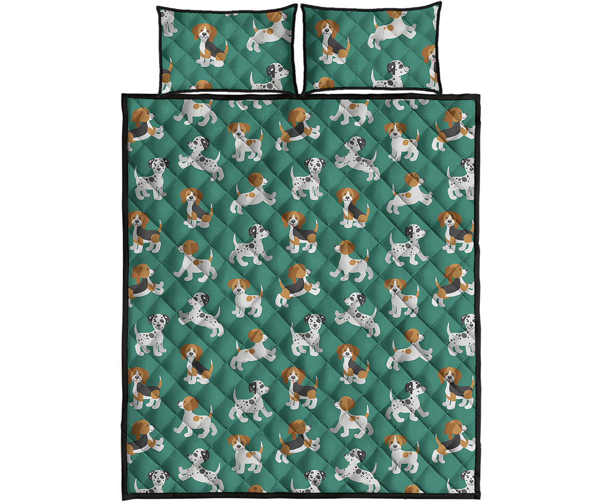 Cute Jack Russell Terrier Pattern Print Quilt Bed Set