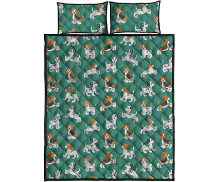 Cute Jack Russell Terrier Pattern Print Quilt Bed Set