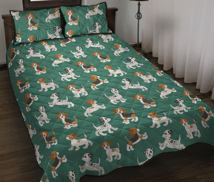 Cute Jack Russell Terrier Pattern Print Quilt Bed Set