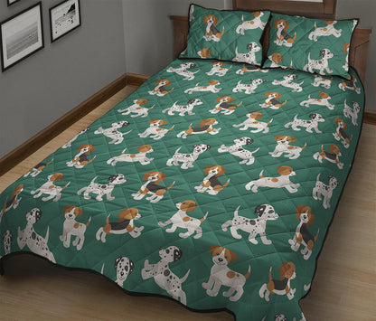 Cute Jack Russell Terrier Pattern Print Quilt Bed Set