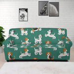 Cute Jack Russell Terrier Pattern Print Sofa Cover