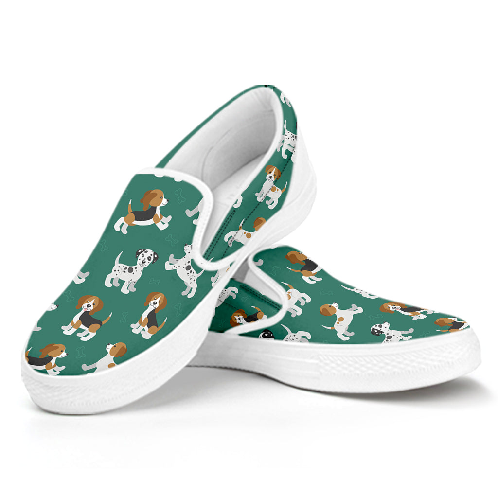 Cute Jack Russell Terrier Pattern Print White Slip On Shoes