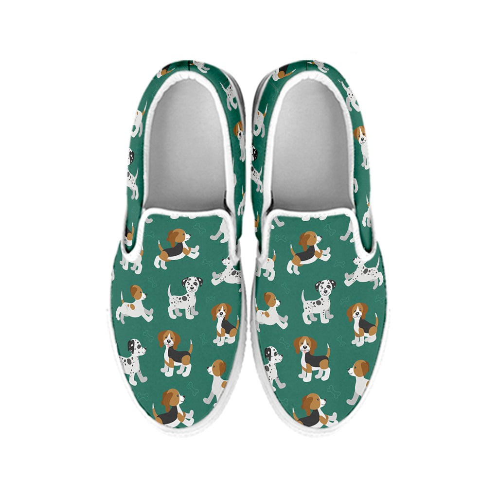 Cute Jack Russell Terrier Pattern Print White Slip On Shoes