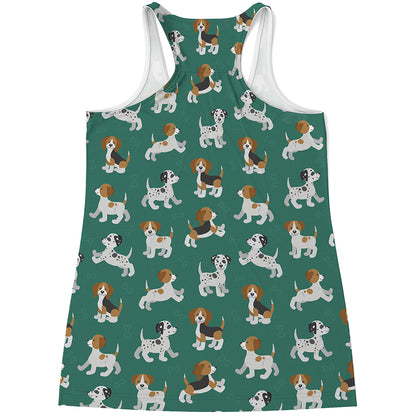 Cute Jack Russell Terrier Pattern Print Women's Racerback Tank Top