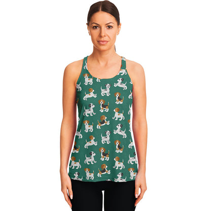 Cute Jack Russell Terrier Pattern Print Women's Racerback Tank Top