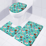 Cute Japanese Sushi Pattern Print 3 Piece Bath Mat Set