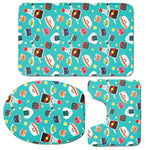 Cute Japanese Sushi Pattern Print 3 Piece Bath Mat Set