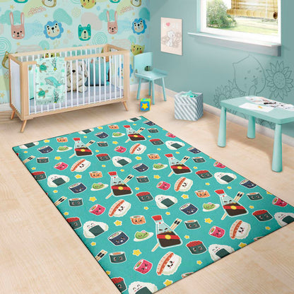 Cute Japanese Sushi Pattern Print Area Rug