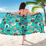 Cute Japanese Sushi Pattern Print Beach Sarong Wrap