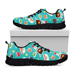 Cute Japanese Sushi Pattern Print Black Sneakers