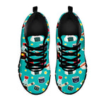 Cute Japanese Sushi Pattern Print Black Sneakers