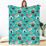 Cute Japanese Sushi Pattern Print Blanket