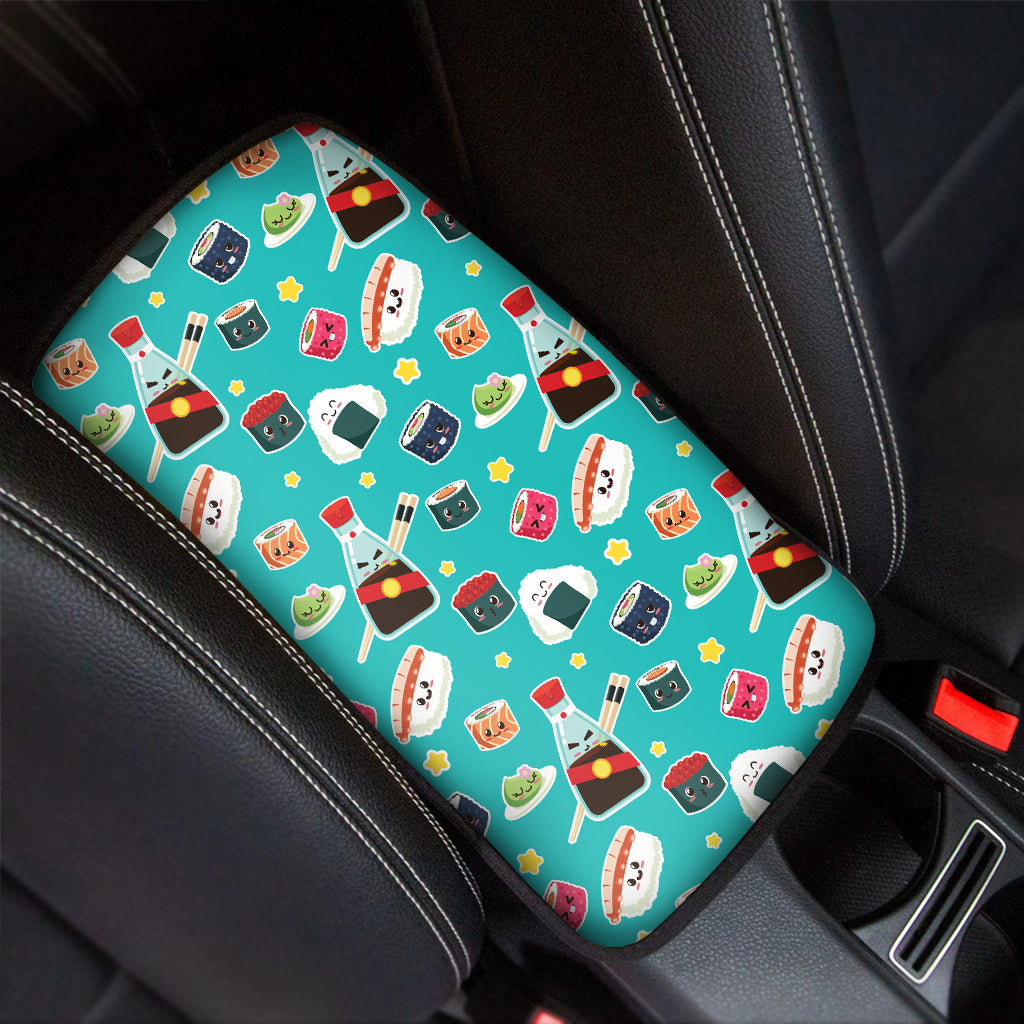 Cute Japanese Sushi Pattern Print Car Center Console Cover