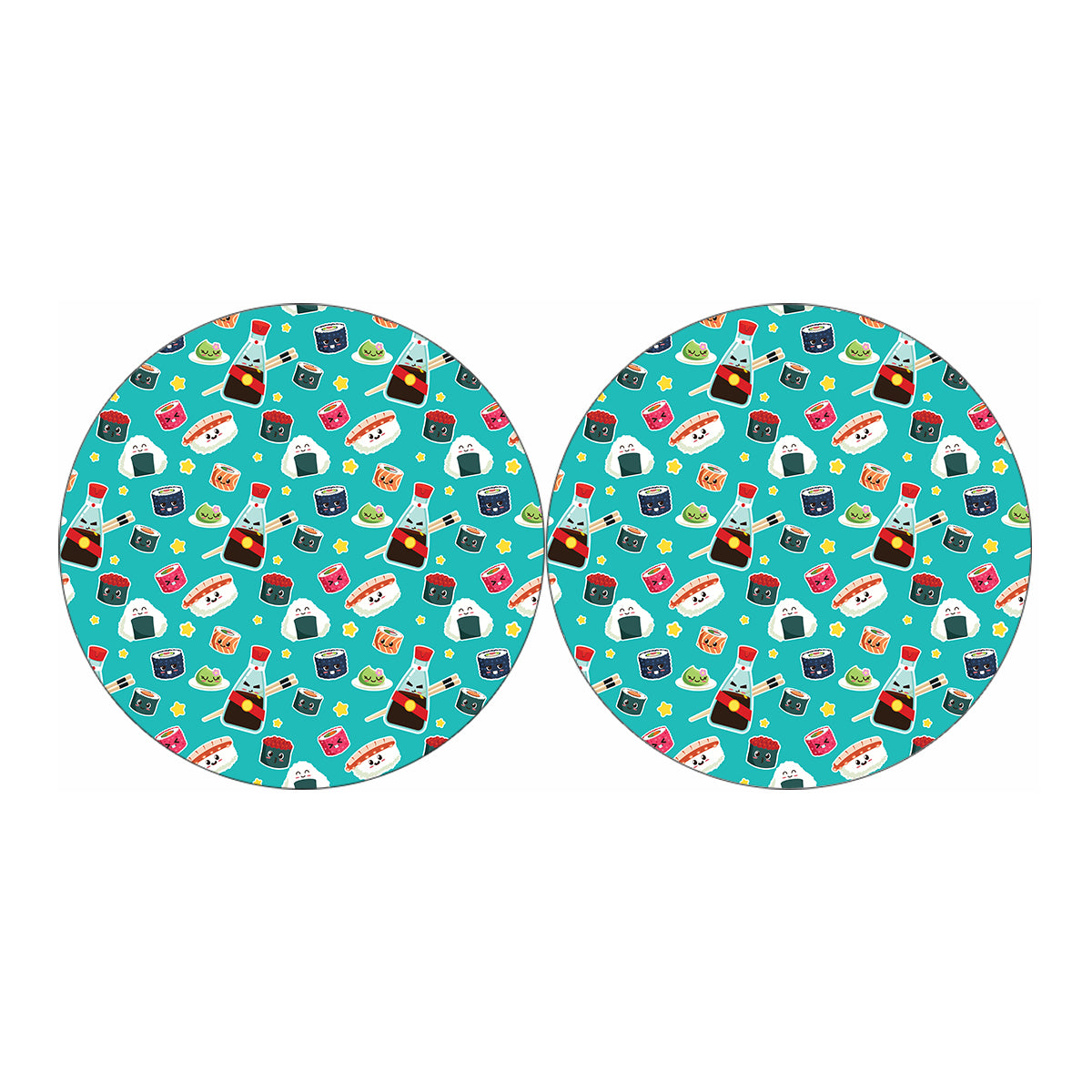 Cute Japanese Sushi Pattern Print Car Coasters