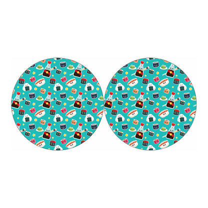 Cute Japanese Sushi Pattern Print Car Coasters