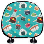 Cute Japanese Sushi Pattern Print Car Headrest Covers