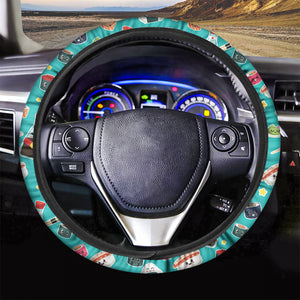 Cute Japanese Sushi Pattern Print Car Steering Wheel Cover