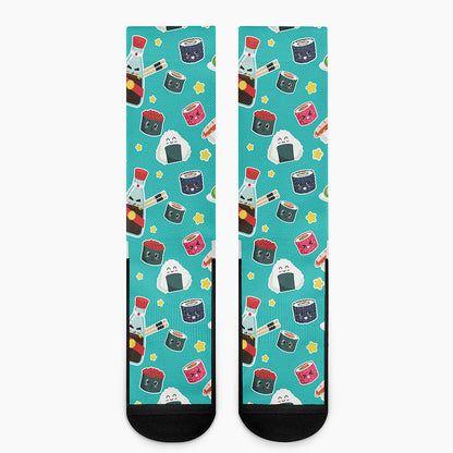 Cute Japanese Sushi Pattern Print Crew Socks