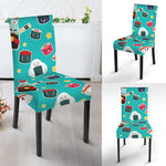 Cute Japanese Sushi Pattern Print Dining Chair Slipcover