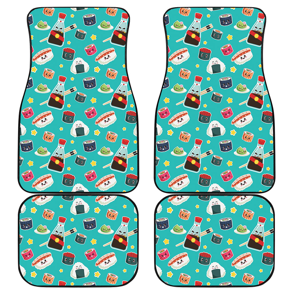 Cute Japanese Sushi Pattern Print Front and Back Car Floor Mats