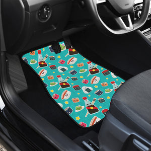 Cute Japanese Sushi Pattern Print Front and Back Car Floor Mats