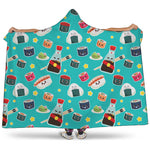 Cute Japanese Sushi Pattern Print Hooded Blanket