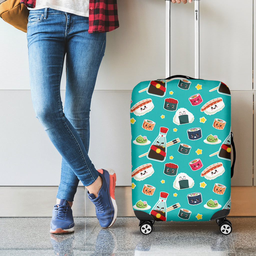 Cute Japanese Sushi Pattern Print Luggage Cover
