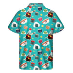 Cute Japanese Sushi Pattern Print Men's Short Sleeve Shirt