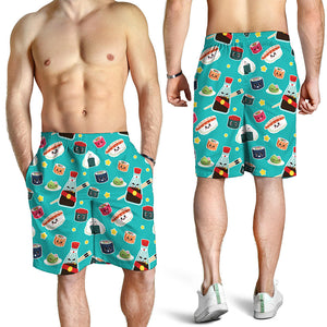 Cute Japanese Sushi Pattern Print Men's Shorts