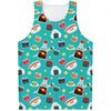 Cute Japanese Sushi Pattern Print Men's Tank Top