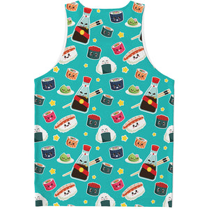 Cute Japanese Sushi Pattern Print Men's Tank Top