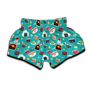 Cute Japanese Sushi Pattern Print Muay Thai Boxing Shorts