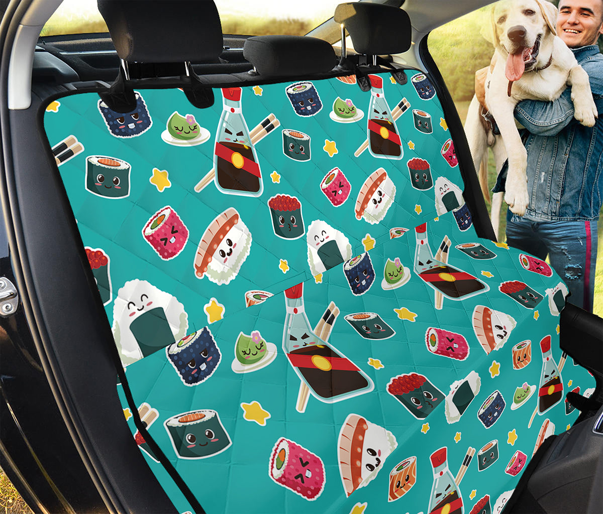 Cute Japanese Sushi Pattern Print Pet Car Back Seat Cover