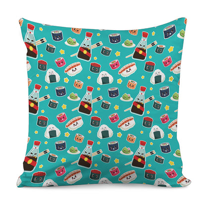 Cute Japanese Sushi Pattern Print Pillow Cover