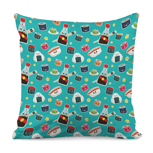 Cute Japanese Sushi Pattern Print Pillow Cover