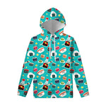 Cute Japanese Sushi Pattern Print Pullover Hoodie