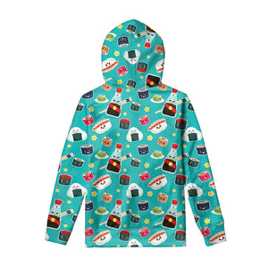 Cute Japanese Sushi Pattern Print Pullover Hoodie