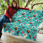 Cute Japanese Sushi Pattern Print Quilt