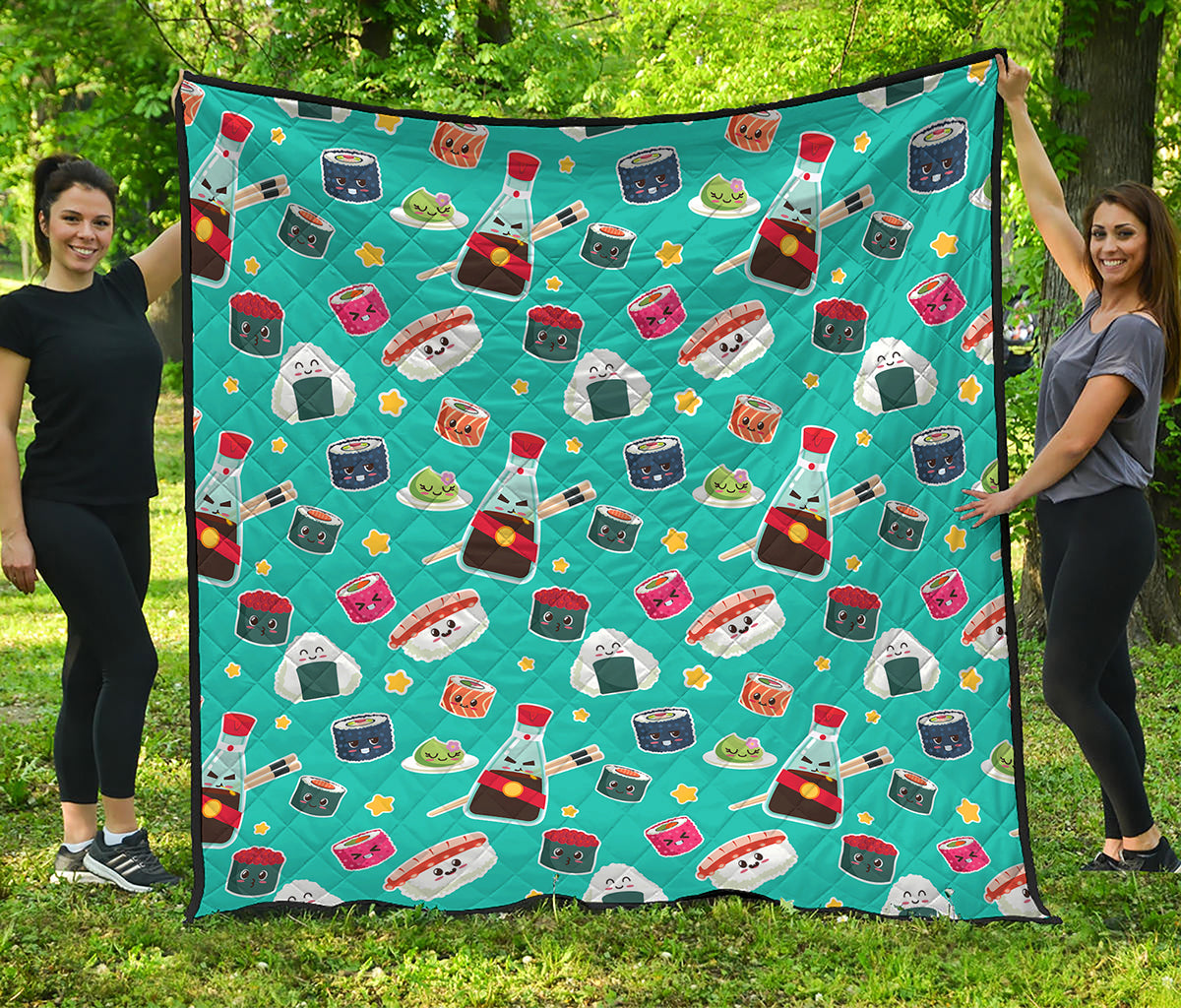 Cute Japanese Sushi Pattern Print Quilt