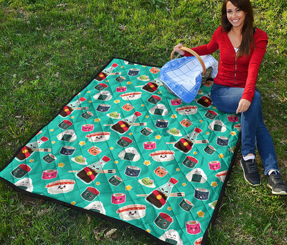 Cute Japanese Sushi Pattern Print Quilt