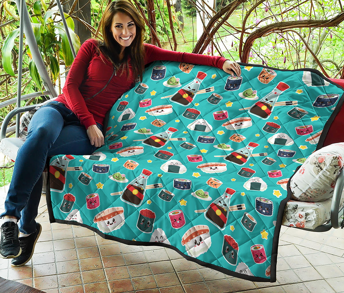Cute Japanese Sushi Pattern Print Quilt