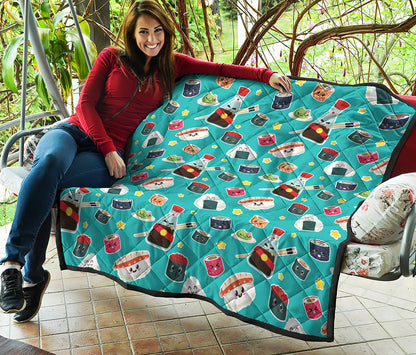 Cute Japanese Sushi Pattern Print Quilt