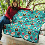 Cute Japanese Sushi Pattern Print Quilt