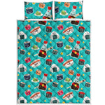 Cute Japanese Sushi Pattern Print Quilt Bed Set