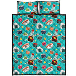 Cute Japanese Sushi Pattern Print Quilt Bed Set